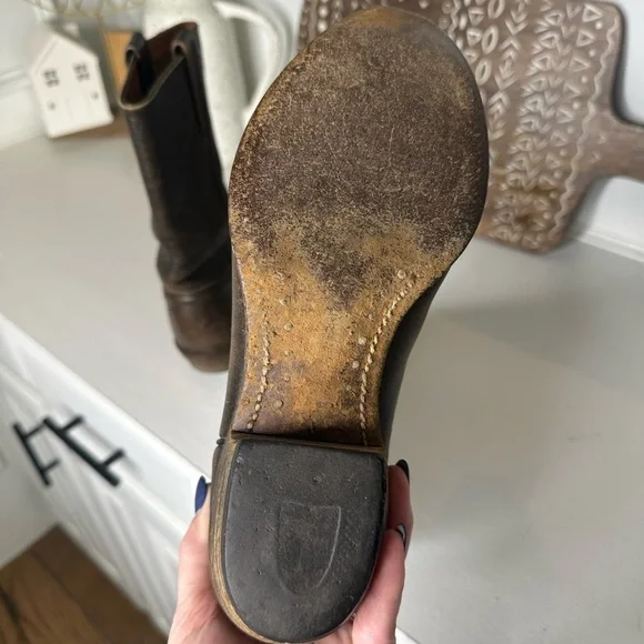 Vintage Frye Aged Brown Leather Western Cowboy Boots Women's - Size 7.5 - Picture 8 of 9